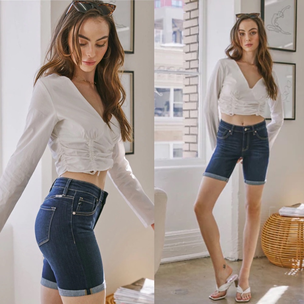 KanCan Kandie Mid Rise Bermuda Shorts